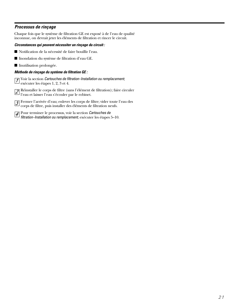 Processus de rinçage | GE GX1S04C User Manual | Page 21 / 36