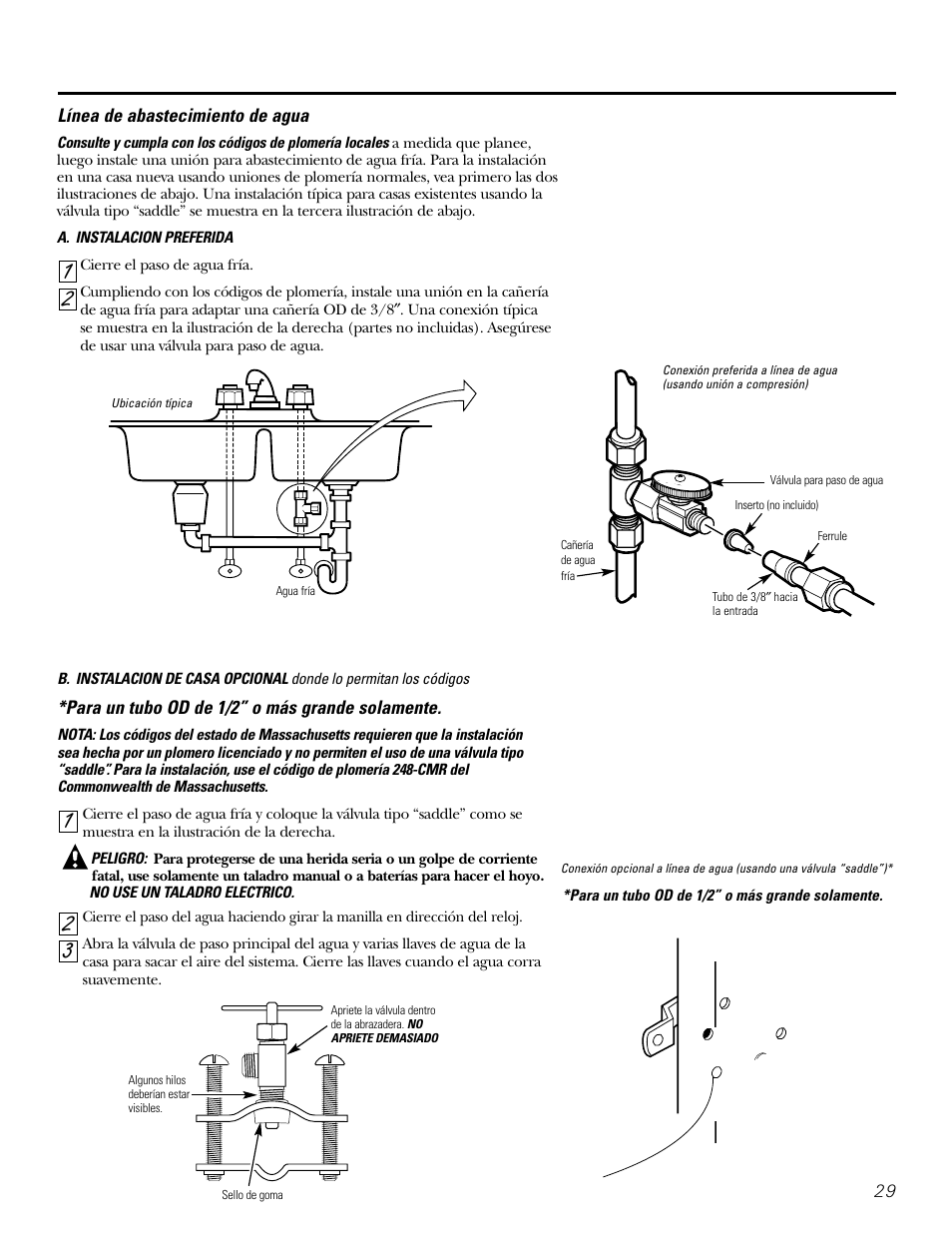 Abastecimiento de agua | GE GX1S04C User Manual | Page 29 / 36