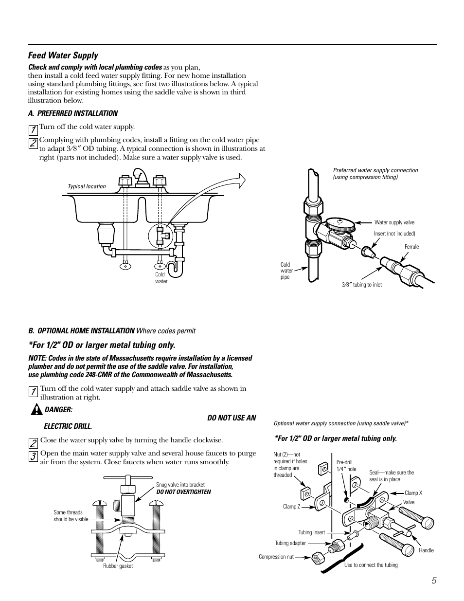 Feed water supply | GE GX1S04C User Manual | Page 5 / 36