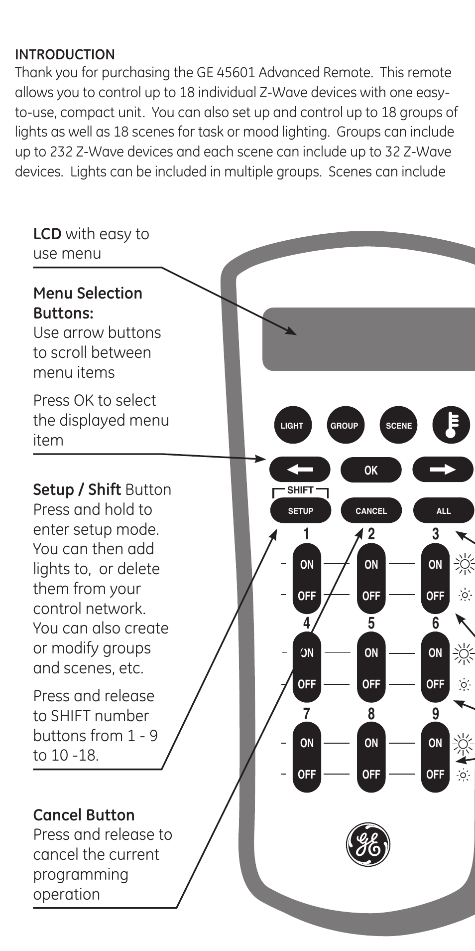 Basic remote lcd remote | GE 45601 User Manual | Page 2 / 20