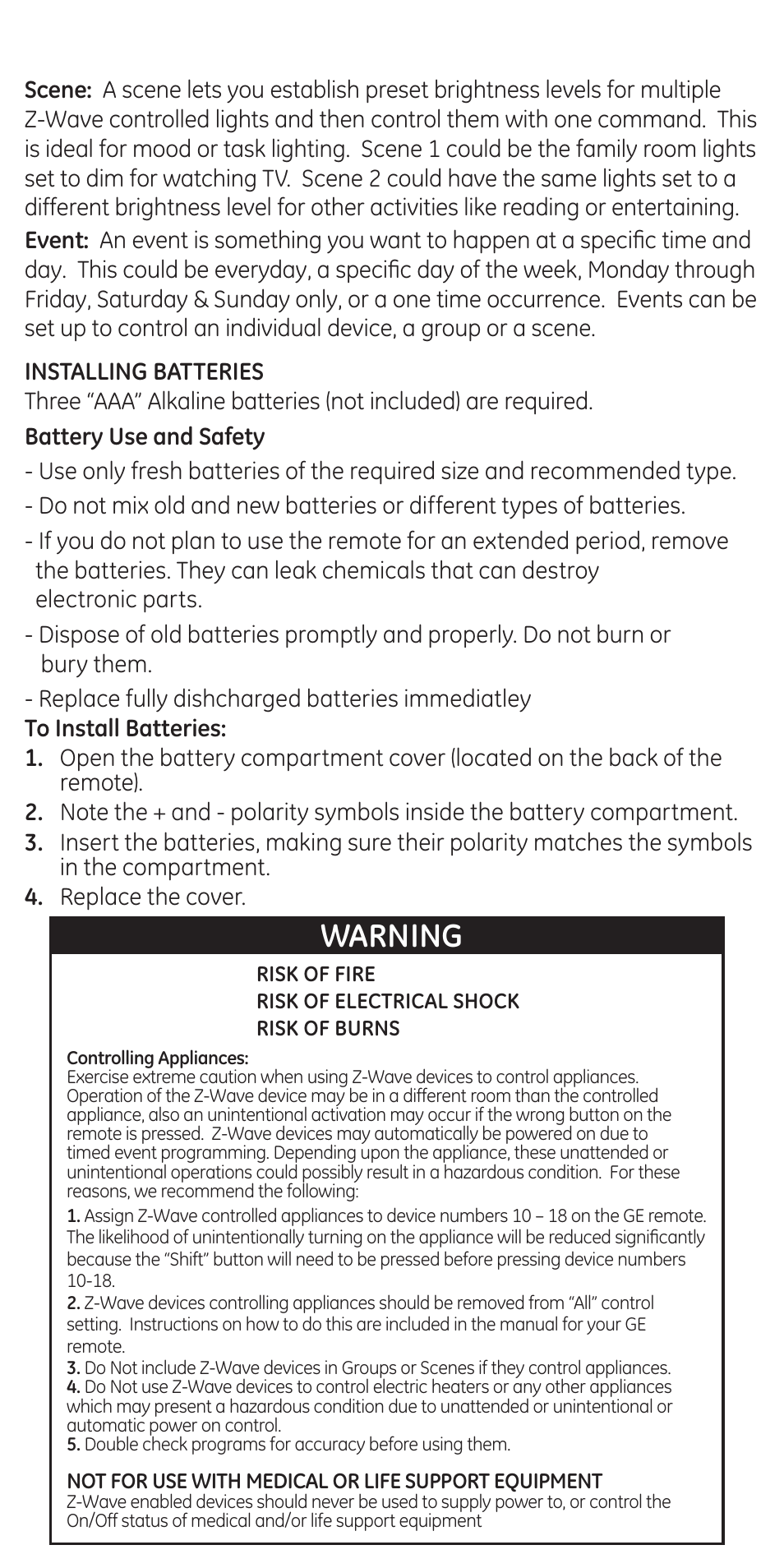 Warning | GE 45601 User Manual | Page 5 / 20