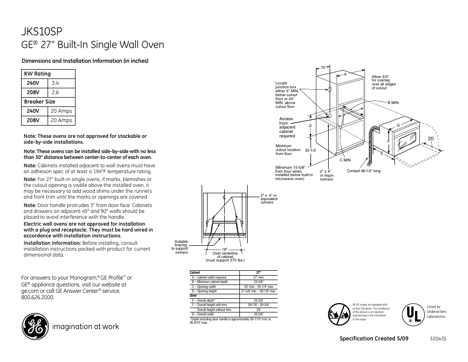 GE Profile JKS10SP User Manual | 3 pages