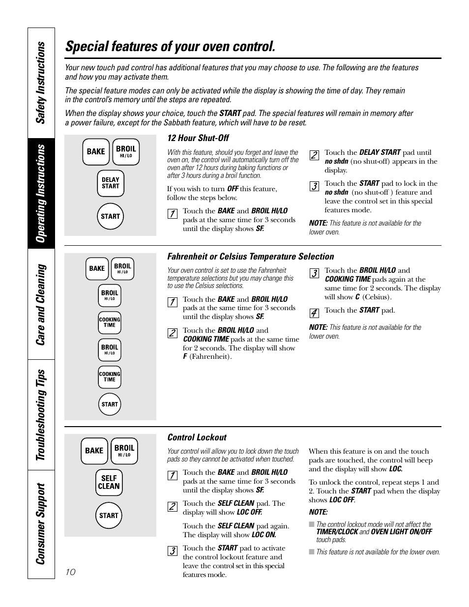 Special features, Special features –12, Special features of your oven control | GE JRP 28 User Manual | Page 10 / 28