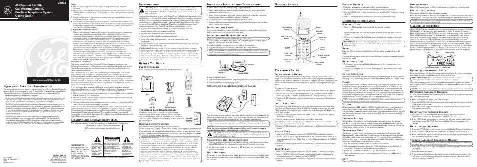 GE 00004236 User Manual | 4 pages