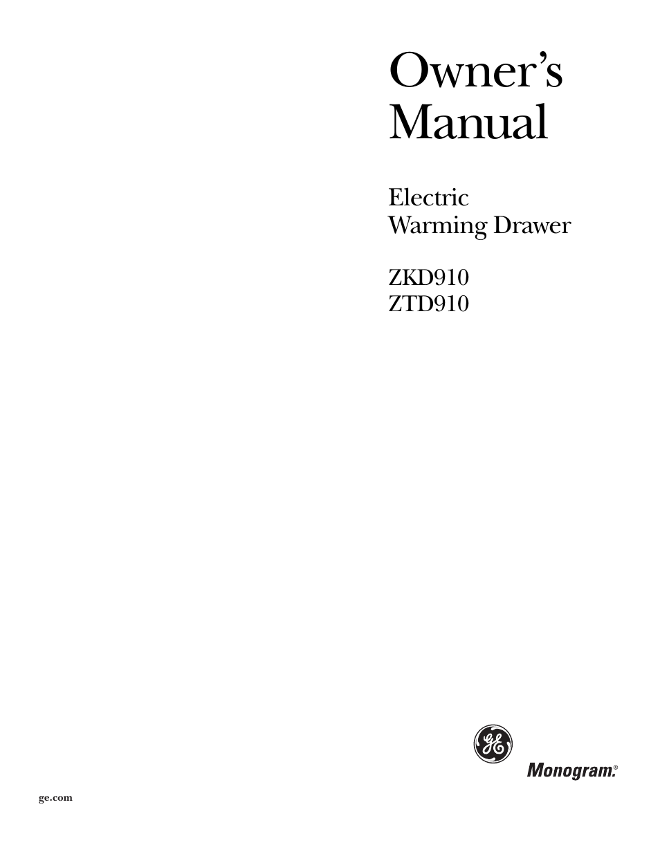 GE ZKD910 User Manual | 16 pages