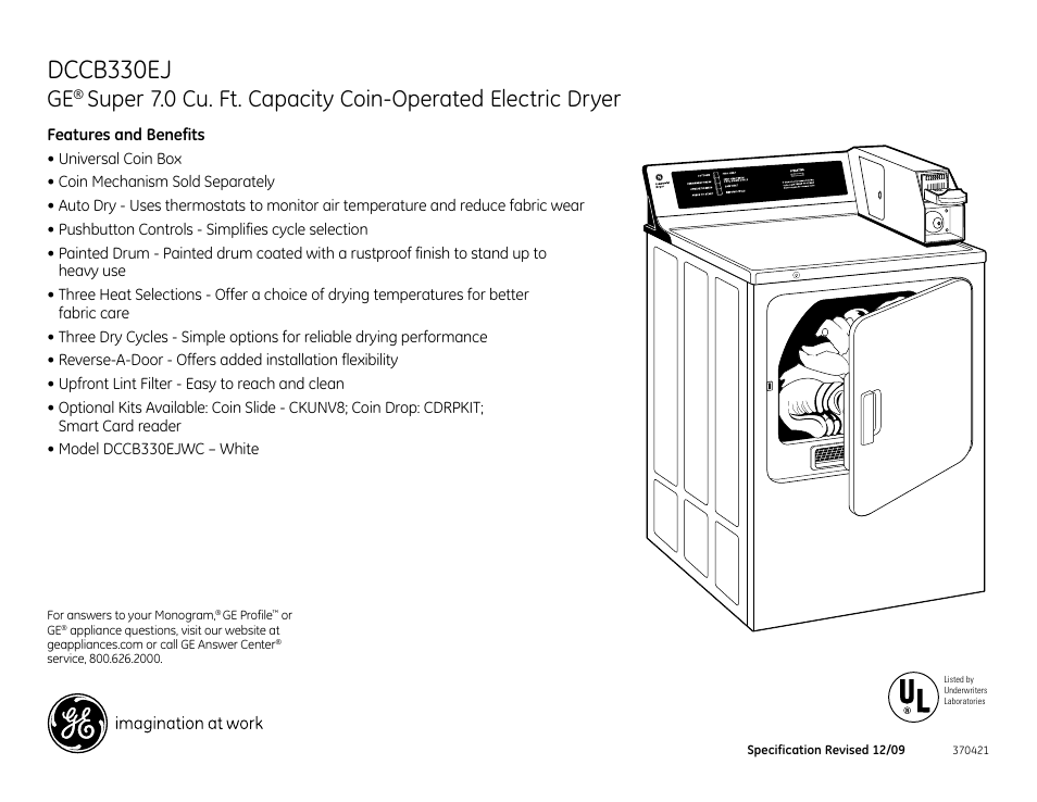 Dcb330eb, Dccb330ej | GE DCCB330EJWC User Manual | Page 3 / 3