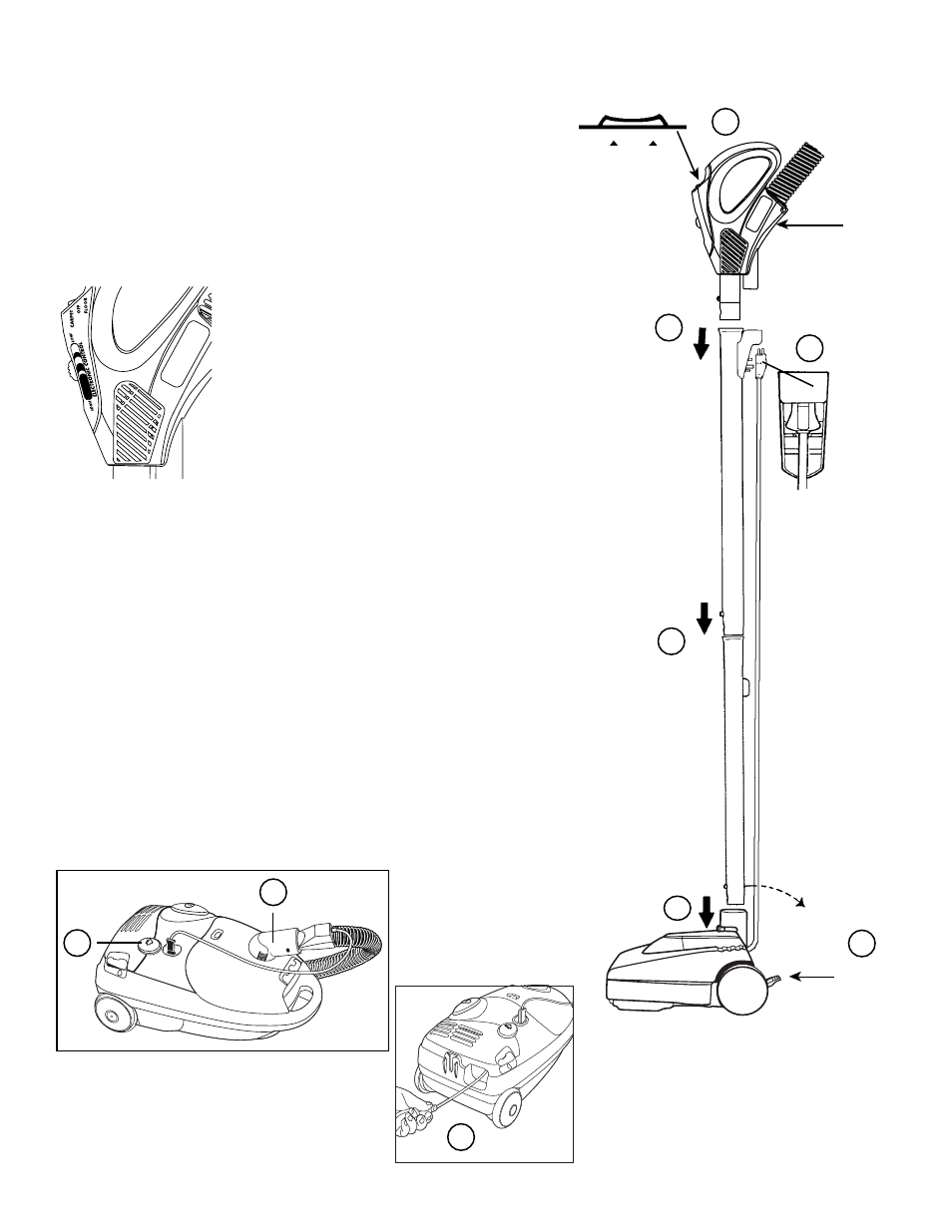 How to assemble and use, Hose handle, Vacuum control | GE 106766 User Manual | Page 6 / 14