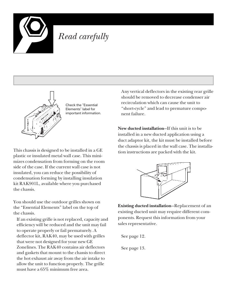 Installation instructions, Read carefully | GE ZONELINE 3200 User Manual | Page 10 / 24