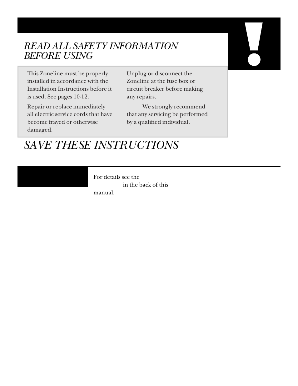 Important safety information, Save these instructions, Read all safety information before using | GE ZONELINE 3200 User Manual | Page 3 / 24