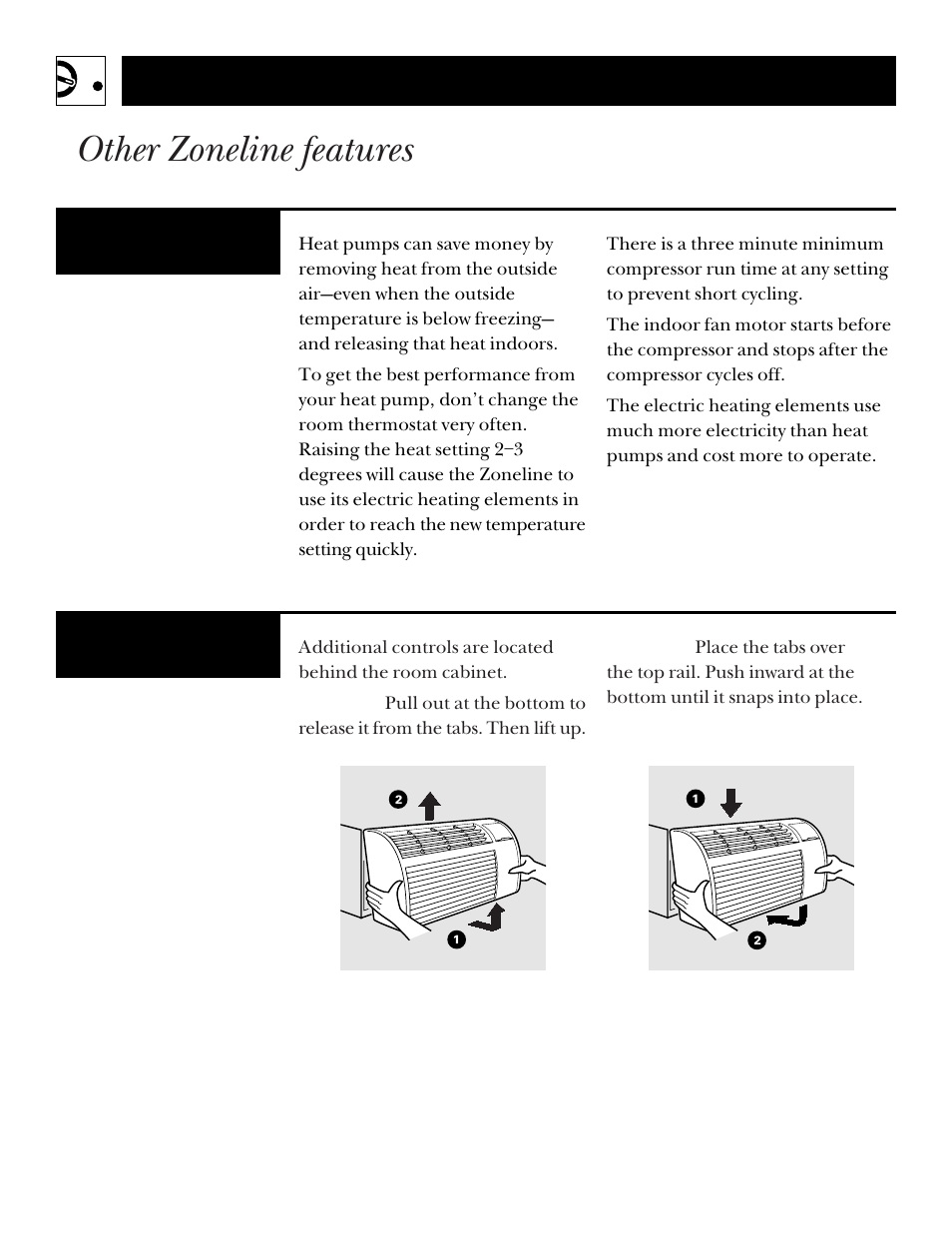 Other zoneline features, Operating instructions | GE ZONELINE 3200 User Manual | Page 6 / 24