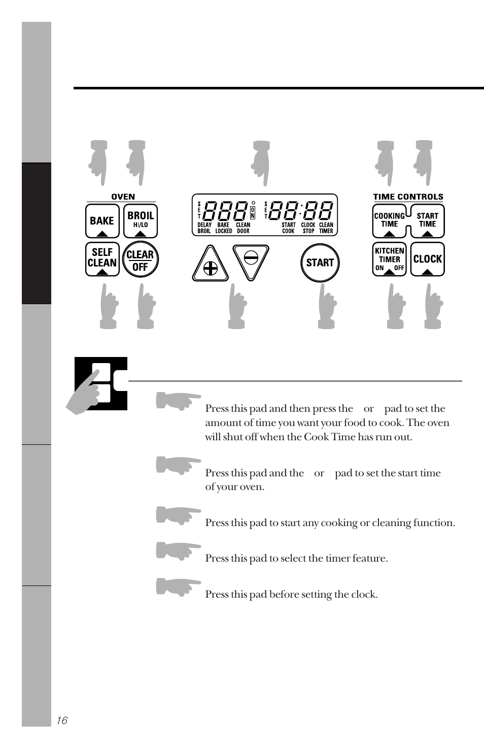 Using the oven, Using the oven –28, Using the oven controls | Clock and timer features | GE 49-8827 User Manual | Page 16 / 60