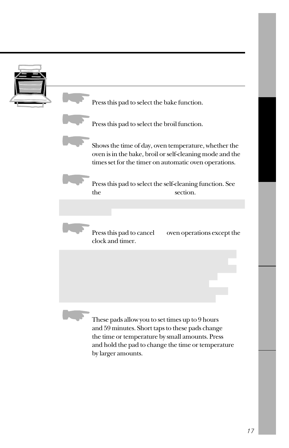 Oven control settings | GE 49-8827 User Manual | Page 17 / 60