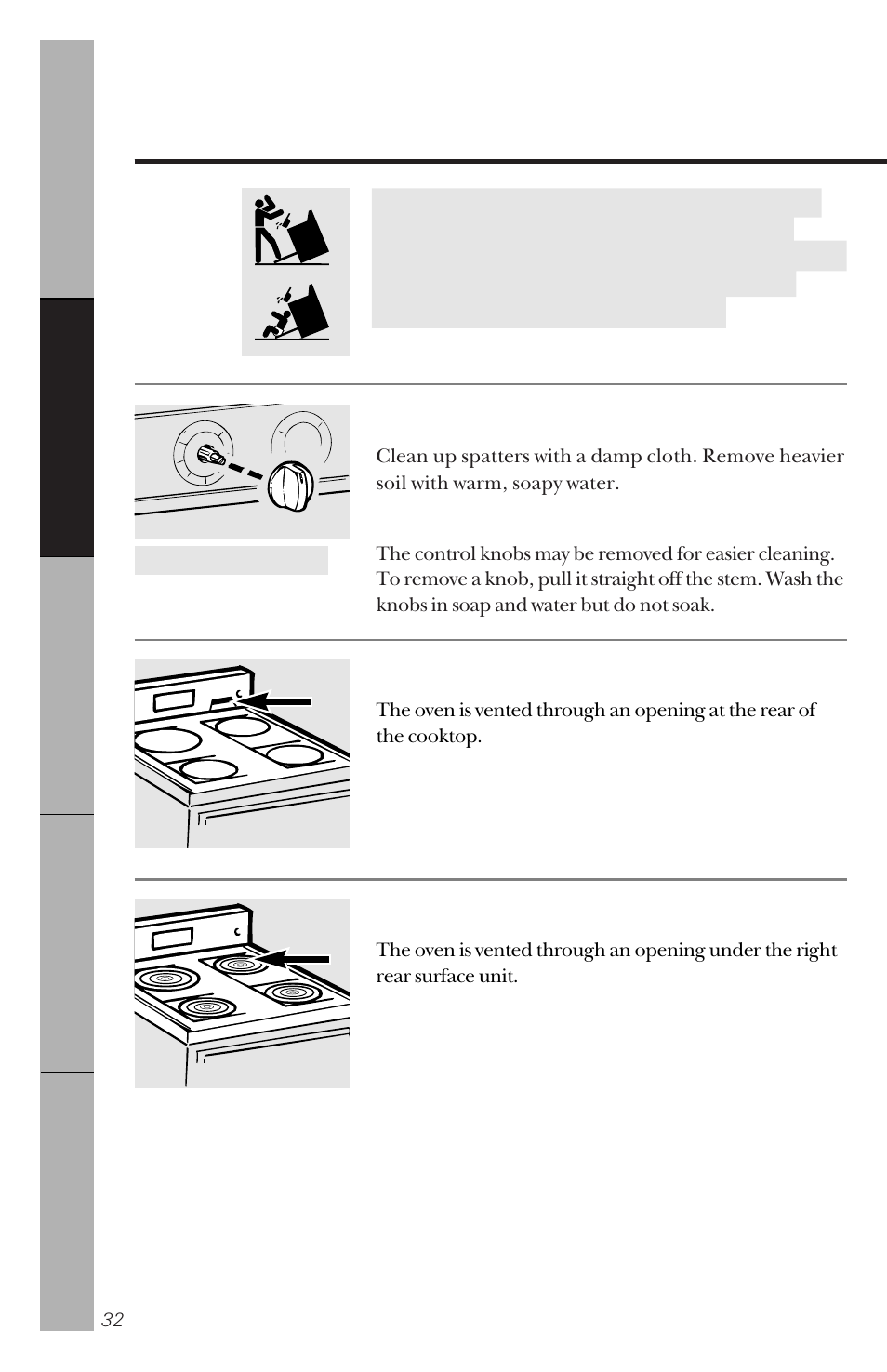 Care and cleaning of the range | GE 49-8827 User Manual | Page 32 / 60