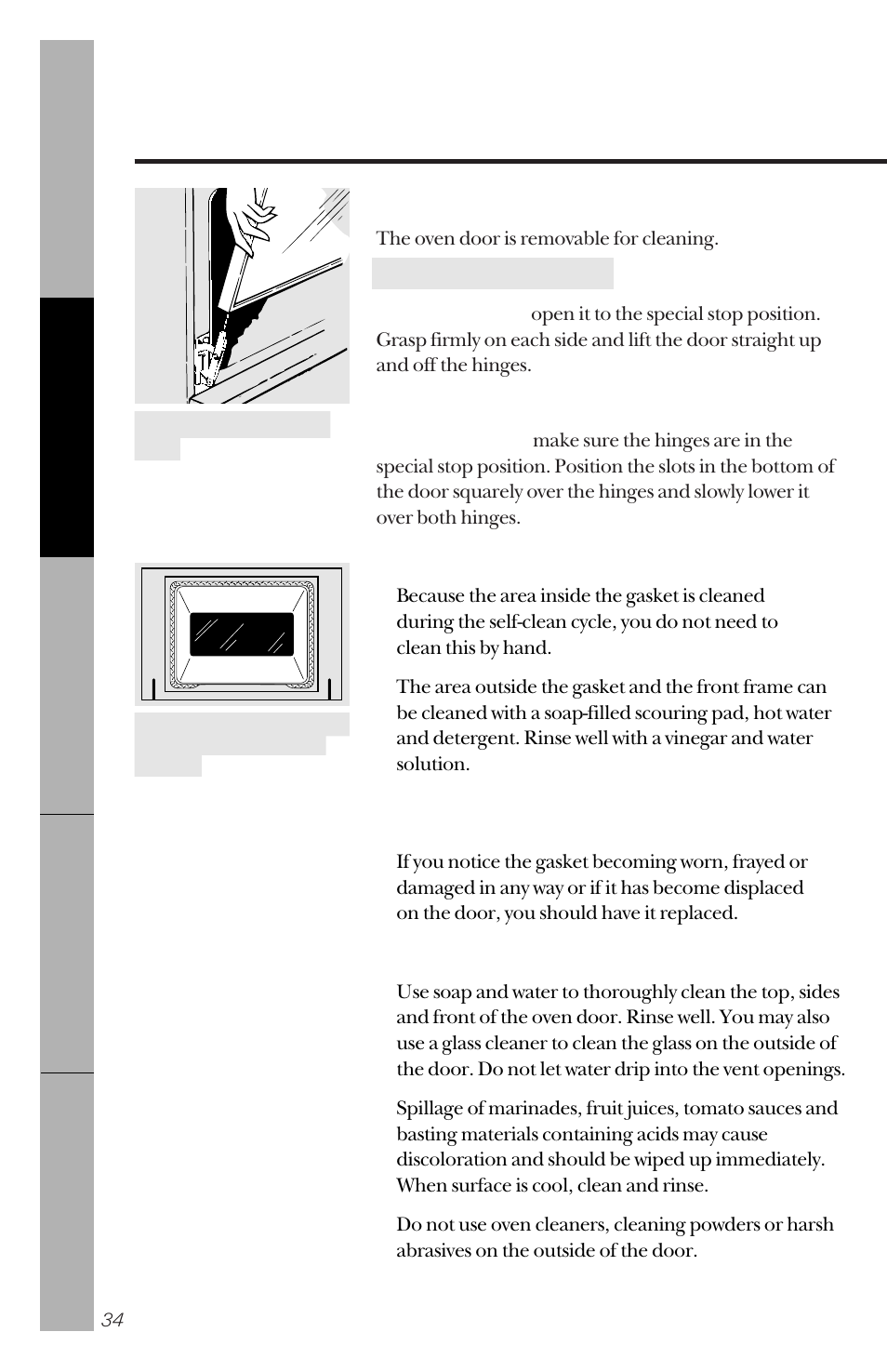 Care and cleaning of the range | GE 49-8827 User Manual | Page 34 / 60