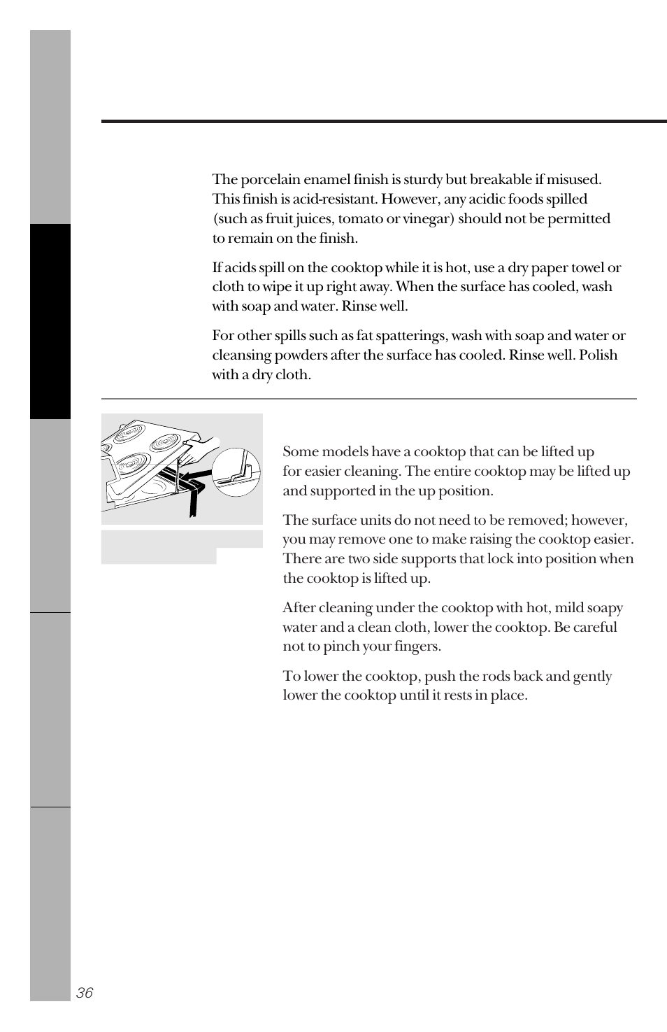 Care and cleaning of the range | GE 49-8827 User Manual | Page 36 / 60