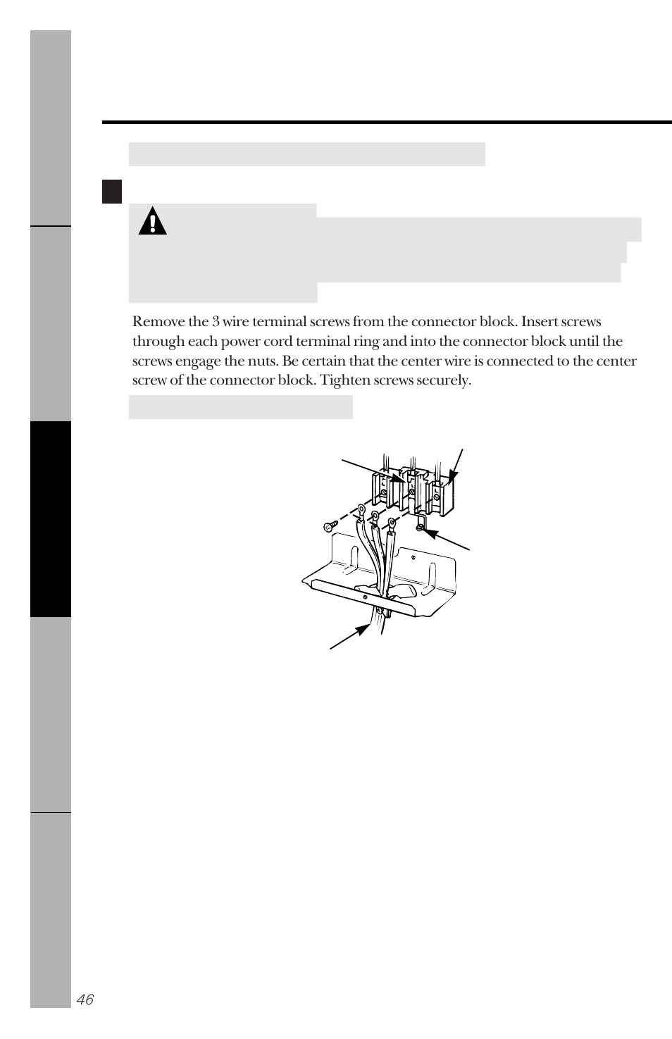 Warning, Installation of the range | GE 49-8827 User Manual | Page 46 / 60