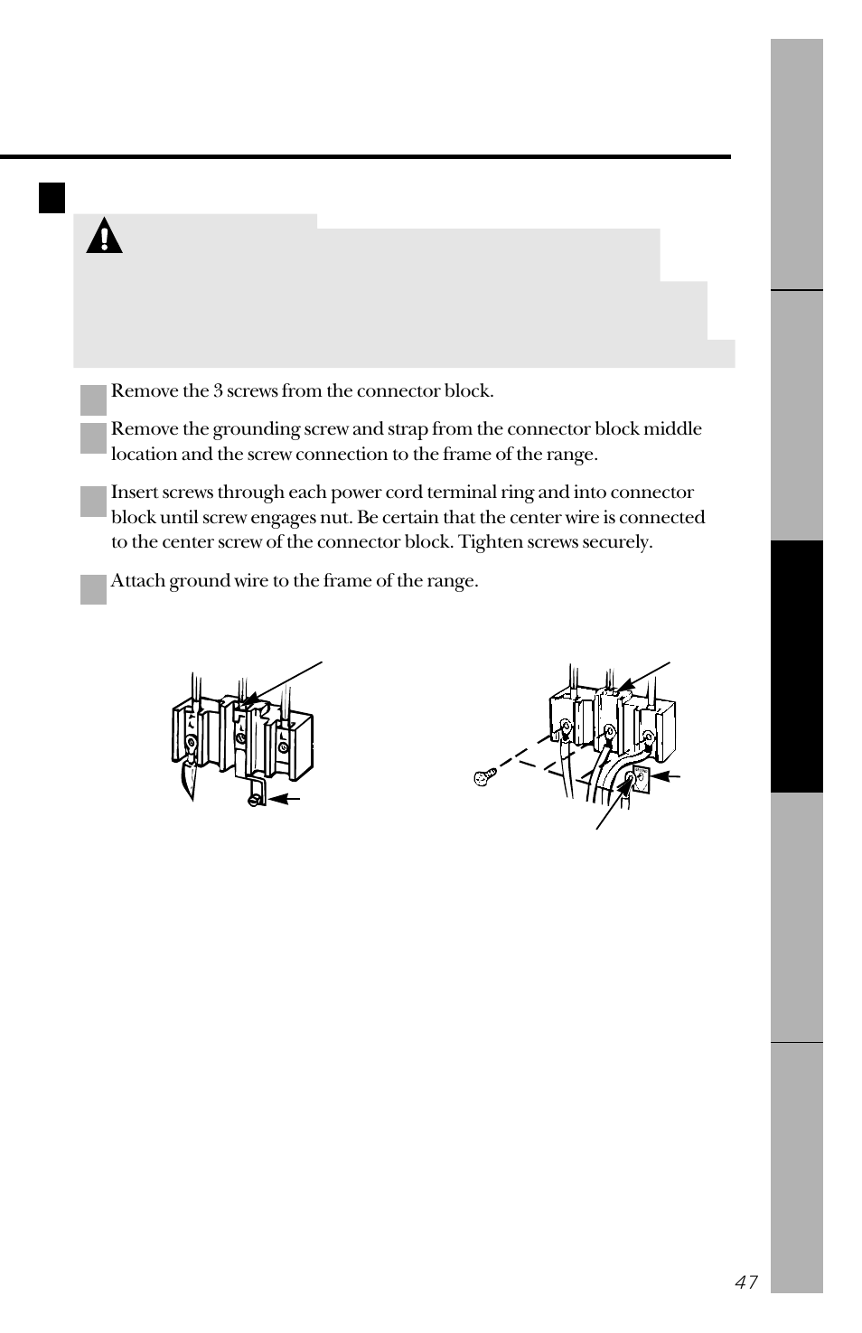 Warning, Dc b a 5 | GE 49-8827 User Manual | Page 47 / 60