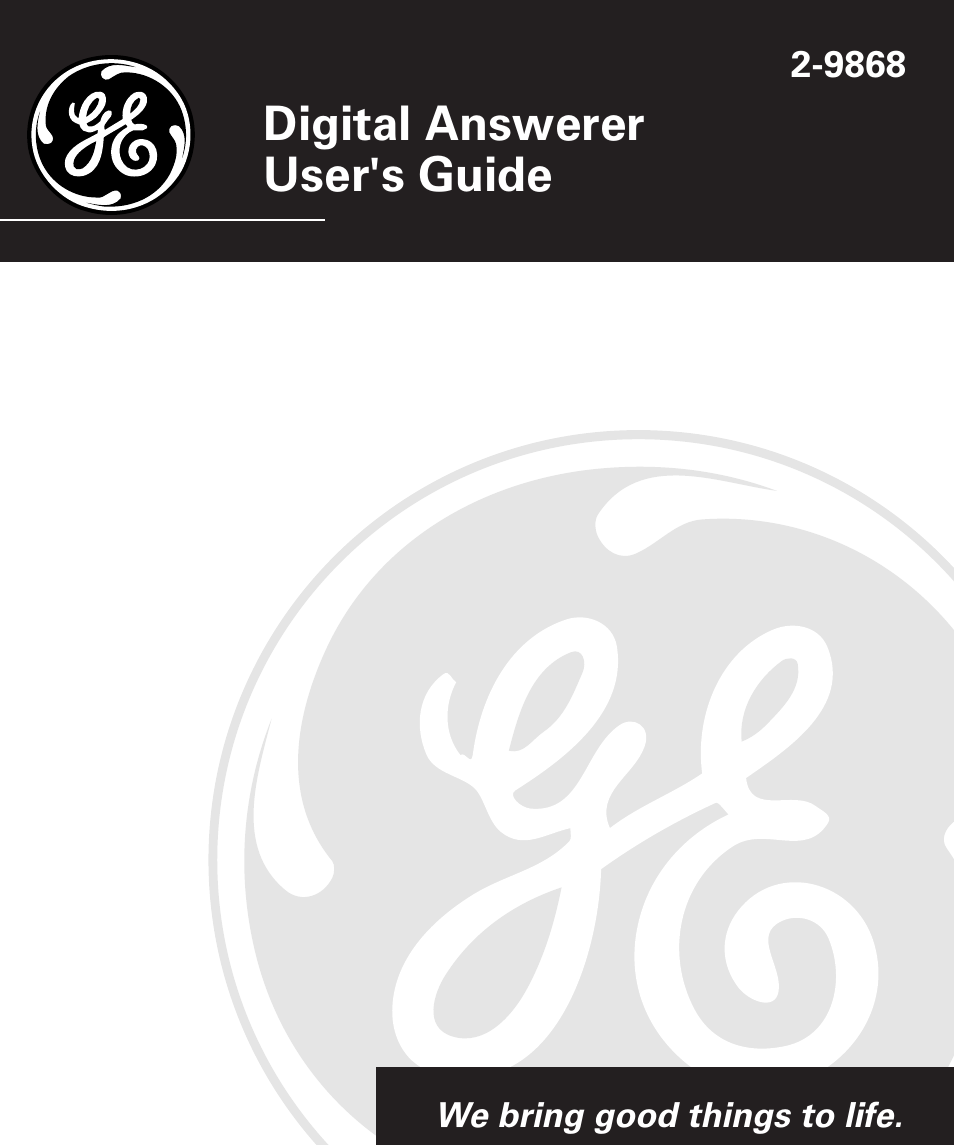 GE 2-9868 User Manual | 20 pages