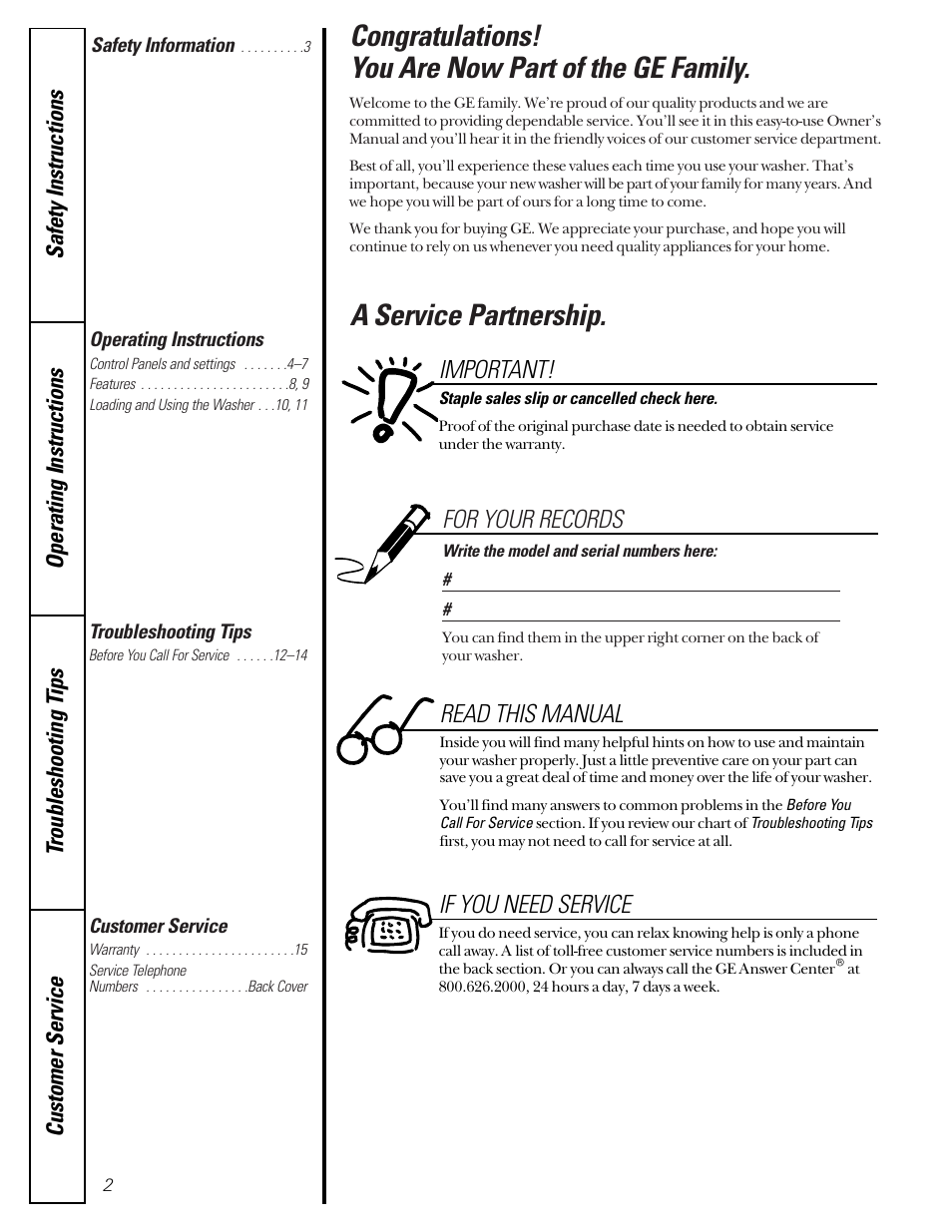 GE WWSR3130 User Manual | Page 2 / 16