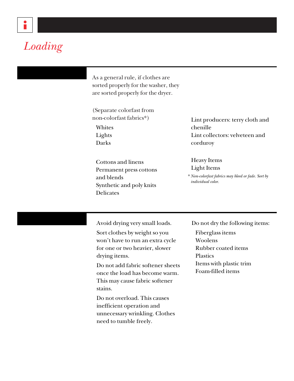 Loading suggestions, Loading, Helpful information | GE UPSQ495ET User Manual | Page 13 / 74