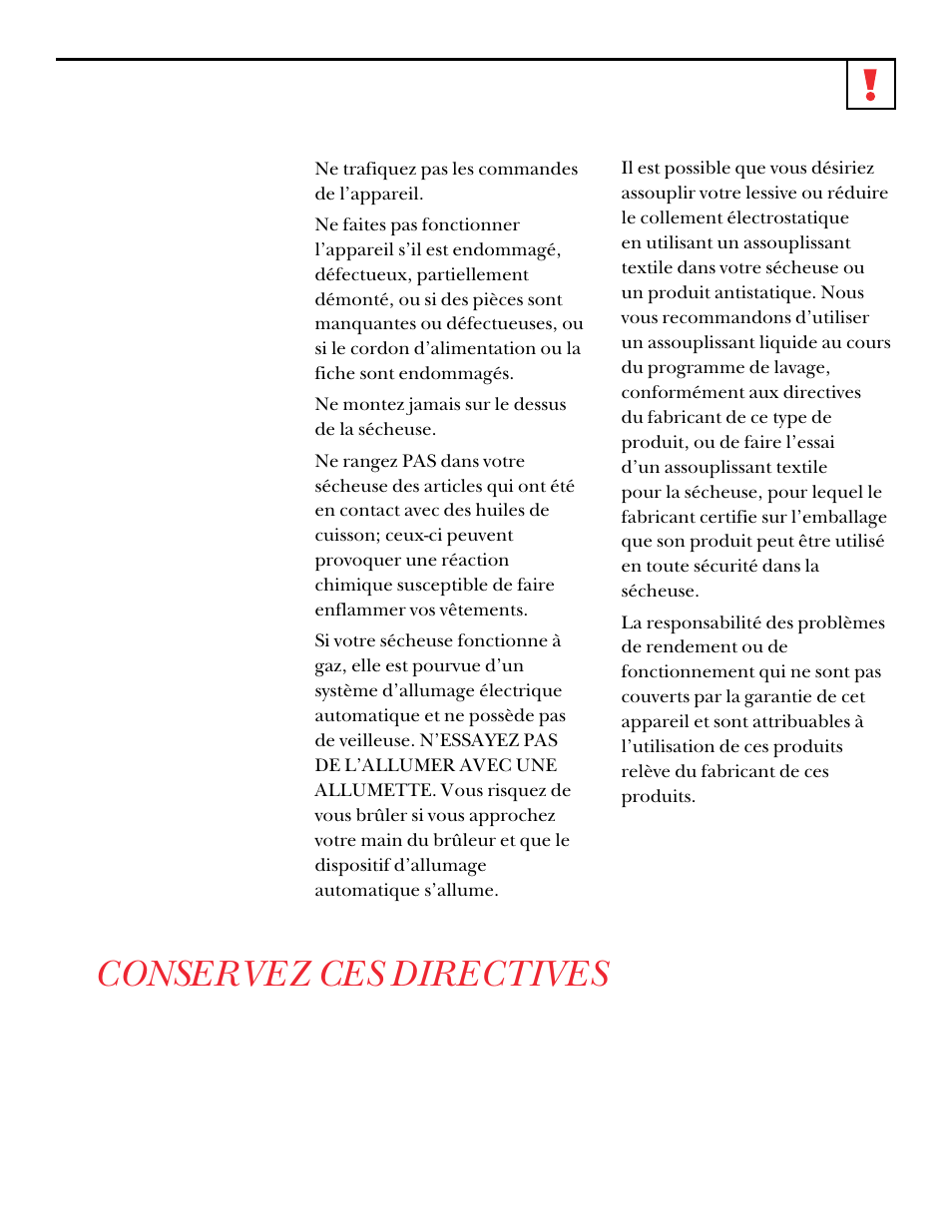 Conservez ces directives | GE UPSQ495ET User Manual | Page 30 / 74