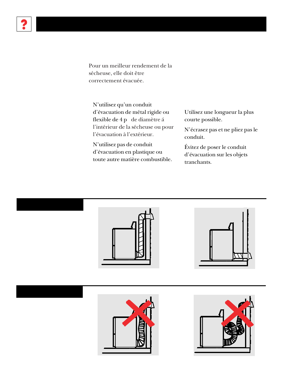 Évacuation de la sécheuse | GE UPSQ495ET User Manual | Page 42 / 74