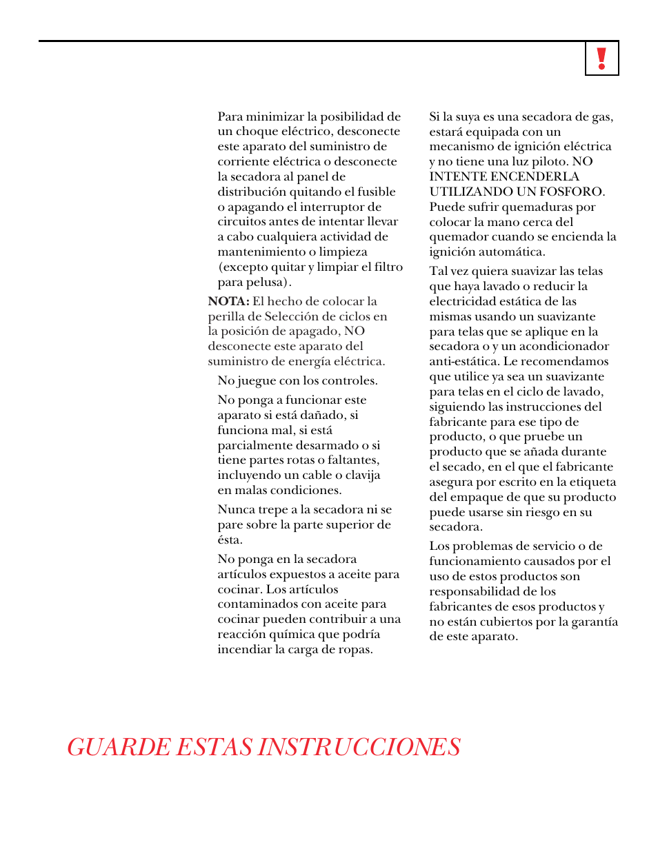 Guarde estas instrucciones | GE UPSQ495ET User Manual | Page 55 / 74