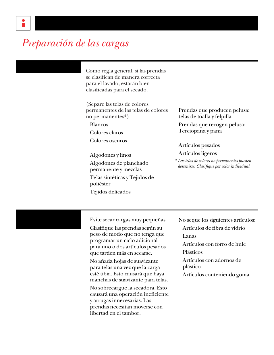 Preparación de las cargas, Información útil, Clasificación | Consejos para preparar las cargas | GE UPSQ495ET User Manual | Page 62 / 74