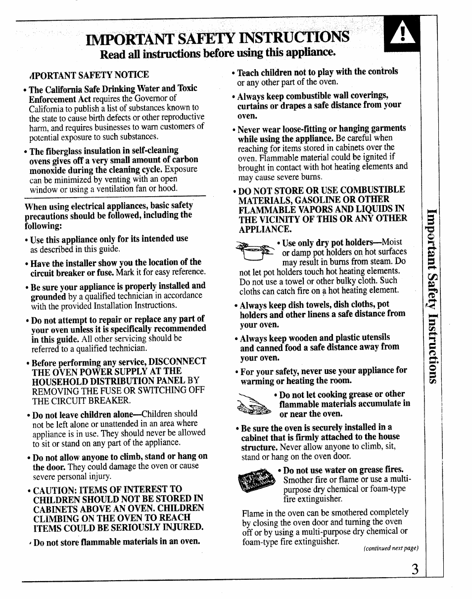 Safety instructions, Read au instmctioiis before using this appliance | GE JRP14 User Manual | Page 3 / 28