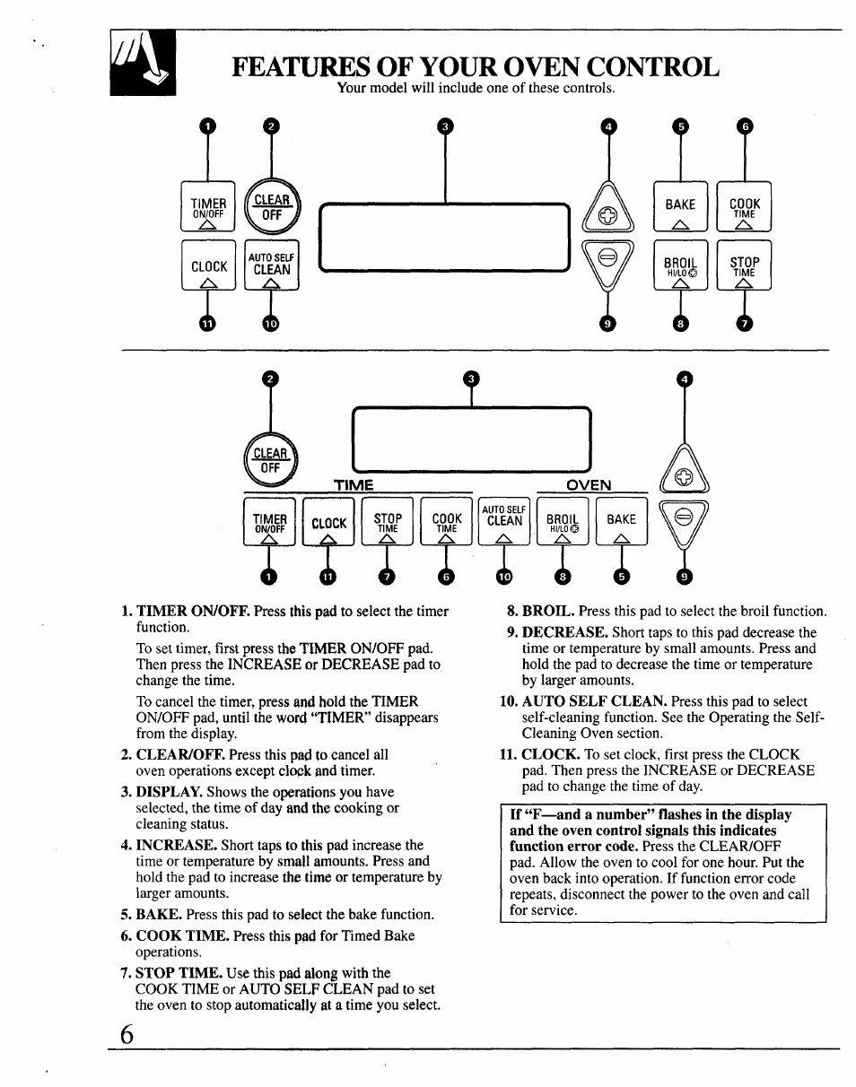 Features of your oven control | GE JRP14 User Manual | Page 6 / 28