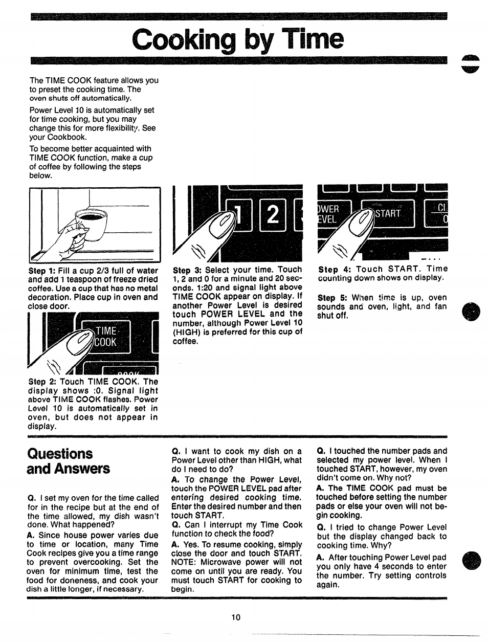 Uooking dy i ime, Questions and answers | GE 49-4562 User Manual | Page 10 / 23