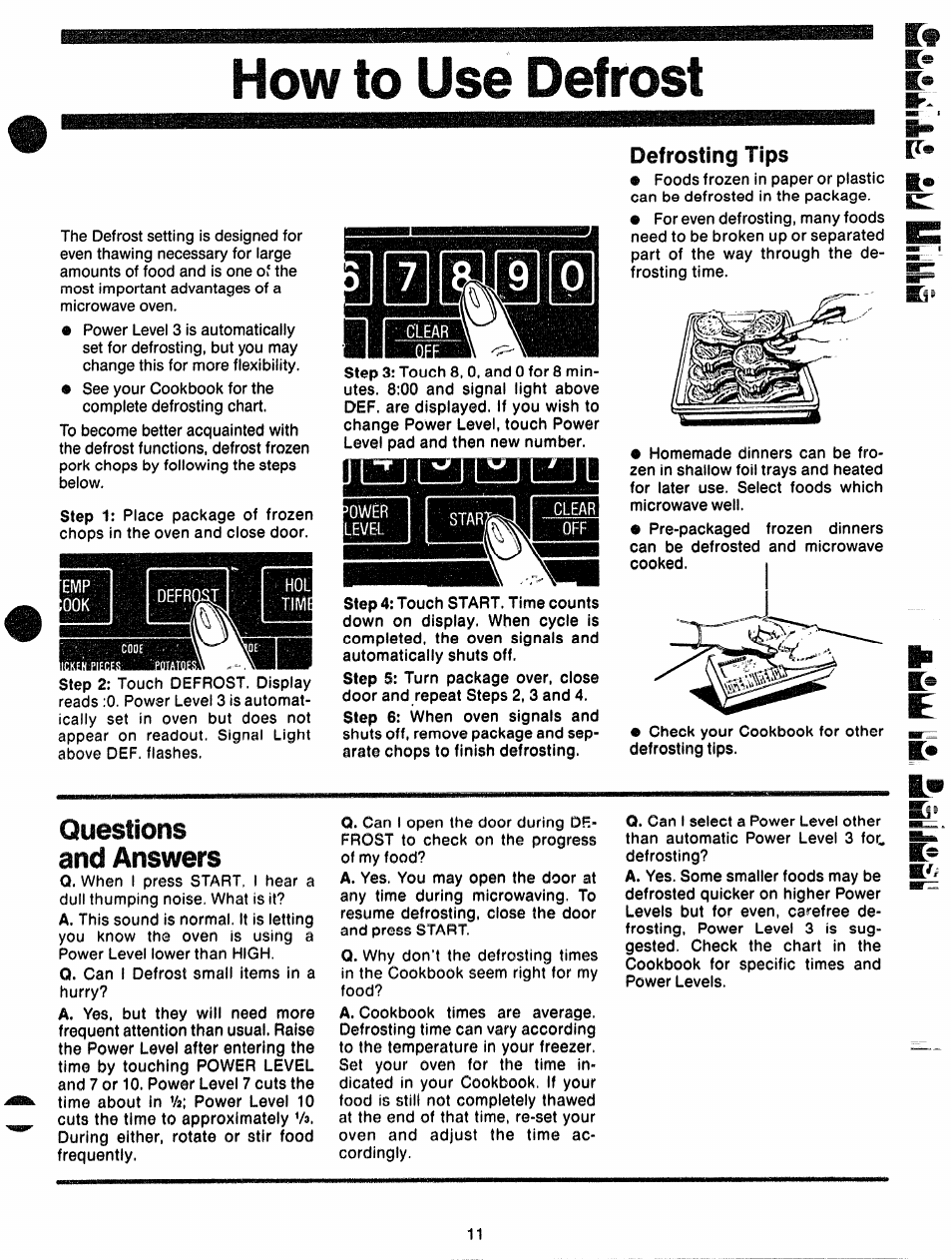 How to use defrost, Questions and answers | GE 49-4562 User Manual | Page 11 / 23