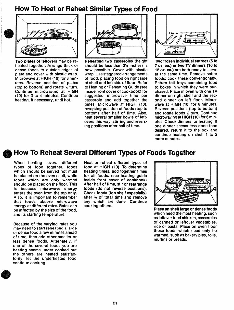 How to heat or reheat similar types of food | GE 49-4562 User Manual | Page 20 / 23