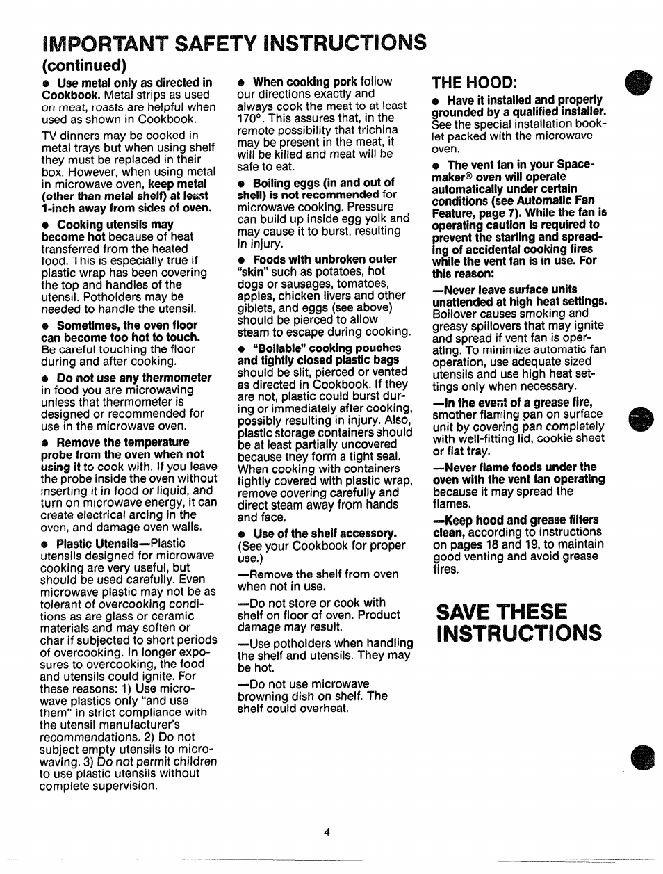 Continued), Save these instructions | GE 49-4562 User Manual | Page 4 / 23
