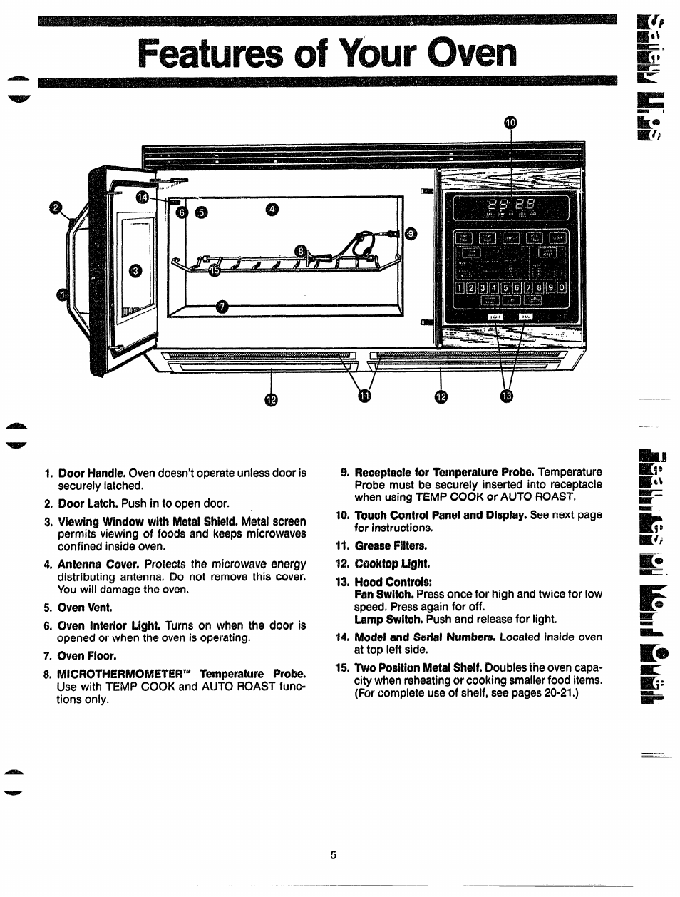 Features of your oven | GE 49-4562 User Manual | Page 5 / 23