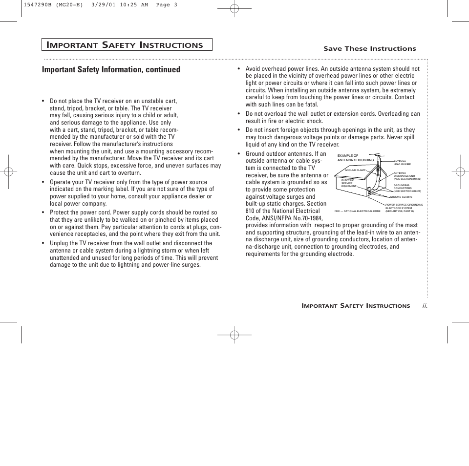 Important safety information, continued | GE MG13400 User Manual | Page 3 / 32