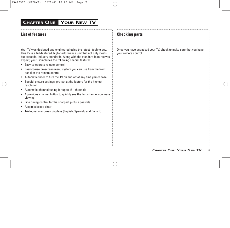 List of features, Checking parts | GE MG13400 User Manual | Page 7 / 32