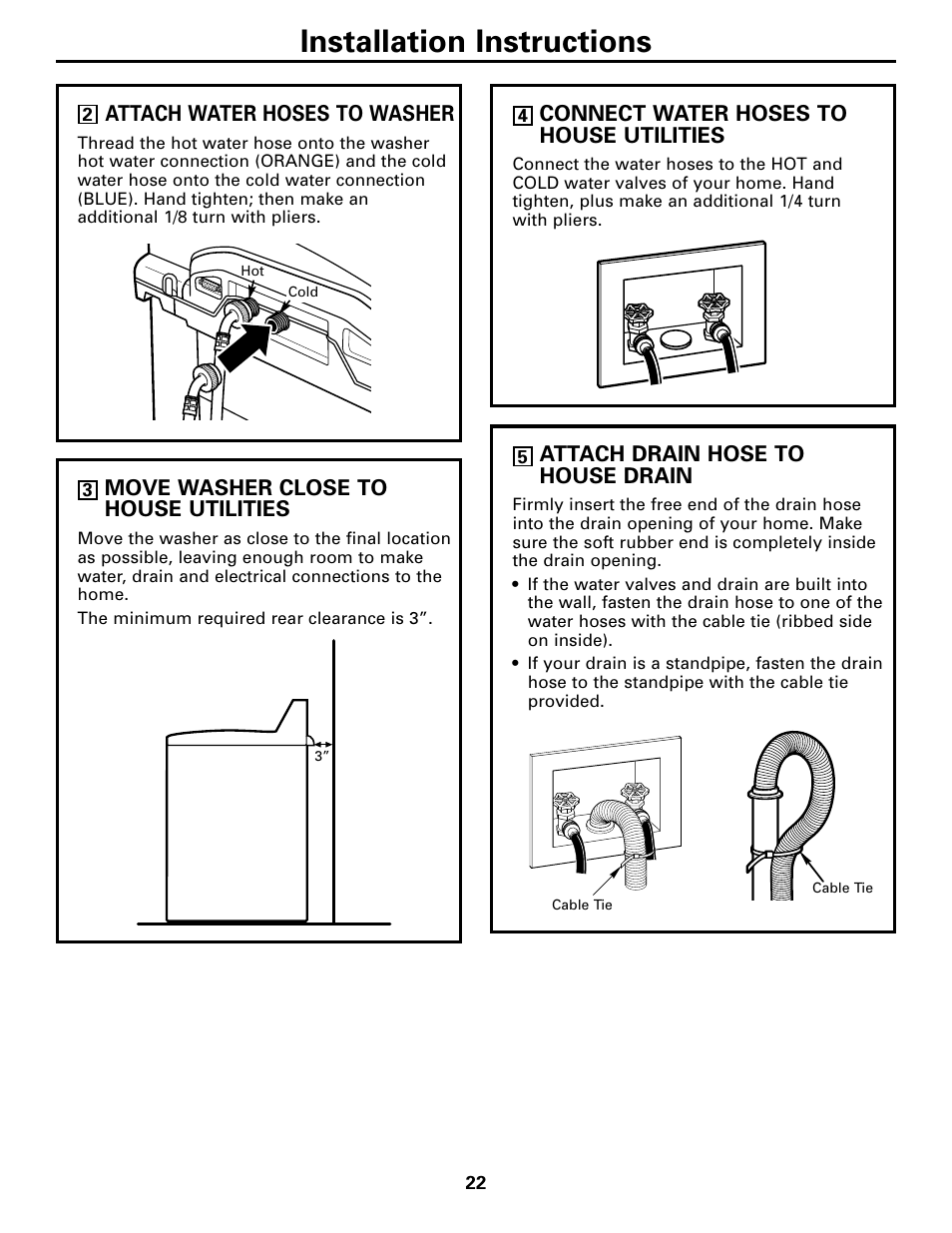 Installation instructions | GE Dryer User Manual | Page 22 / 68