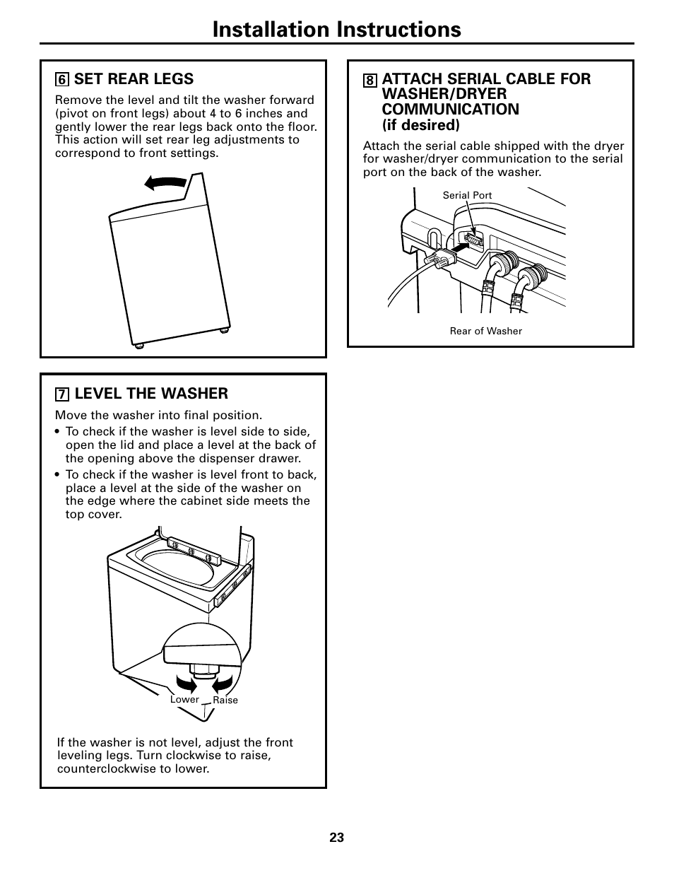 Installation instructions | GE Dryer User Manual | Page 23 / 68