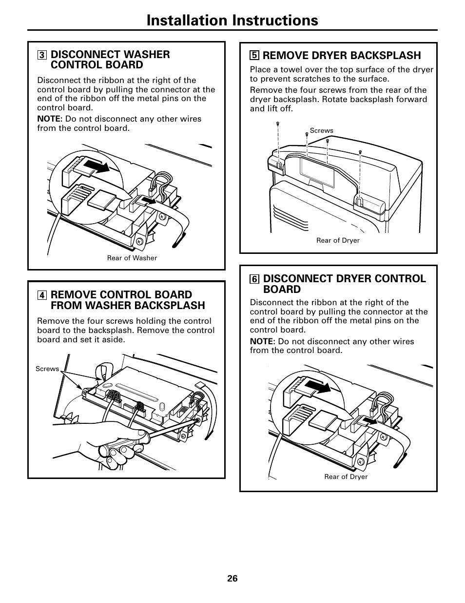 Installation instructions | GE Dryer User Manual | Page 26 / 68