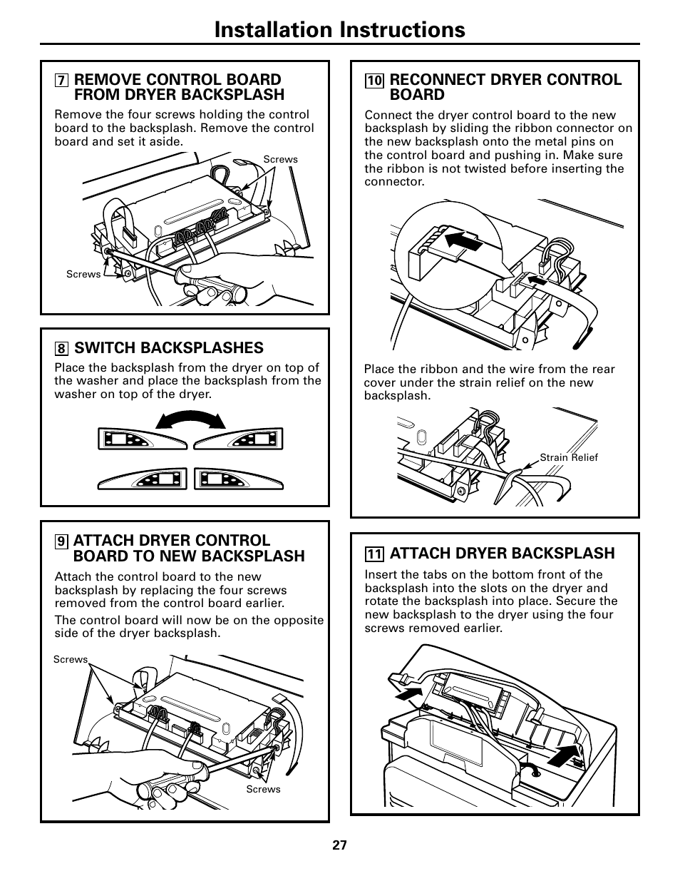 Installation instructions | GE Dryer User Manual | Page 27 / 68