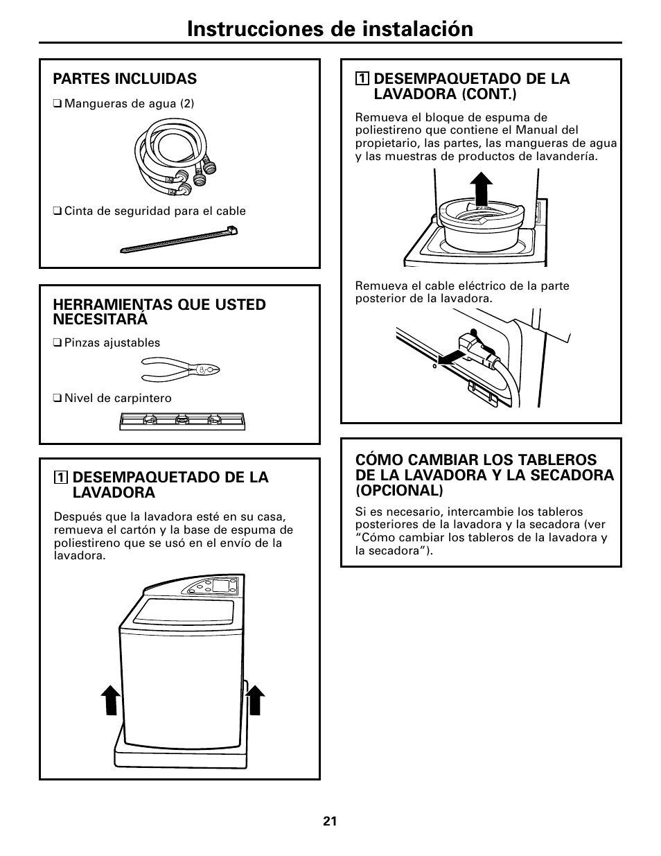 Instalación paso por paso, Instalación paso por paso –24, Instrucciones de instalación | GE Dryer User Manual | Page 55 / 68