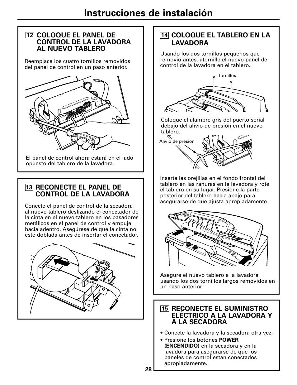 Instrucciones de instalación | GE Dryer User Manual | Page 62 / 68