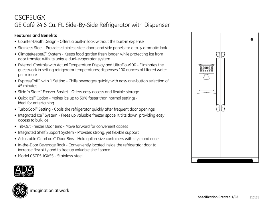 Cscp5ugx | GE CSCP5UGXSS User Manual | Page 2 / 2