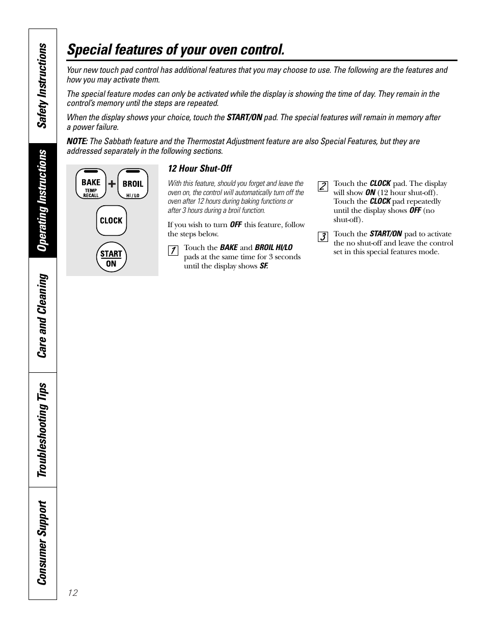 Special features, Special features of your oven control | GE JDP39 User Manual | Page 12 / 32