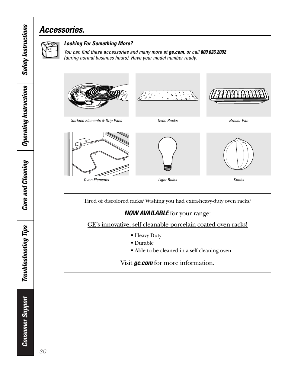 Accessories | GE JDP39 User Manual | Page 30 / 32