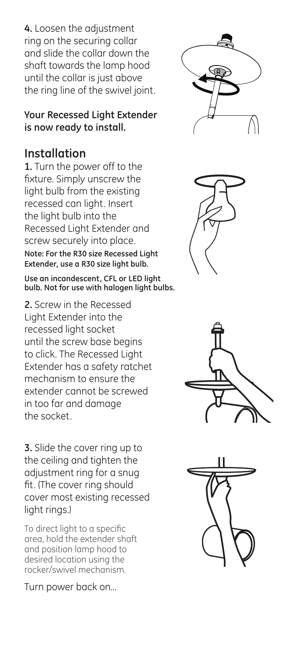 Installation | GE R30 User Manual | Page 3 / 4