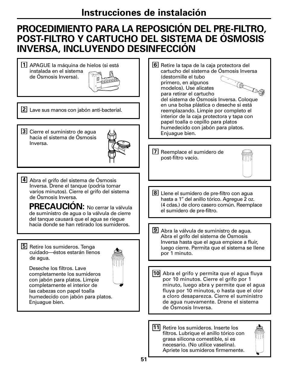 Desinfección, Precaución | GE GXRM10G User Manual | Page 51 / 64