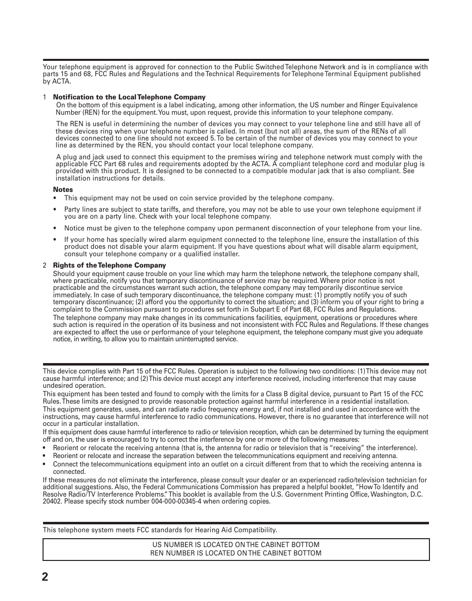 Hac), Quipment, Pproval | Nformation, Nterference, Earing, Ompatibility | GE 21008 User Manual | Page 2 / 88