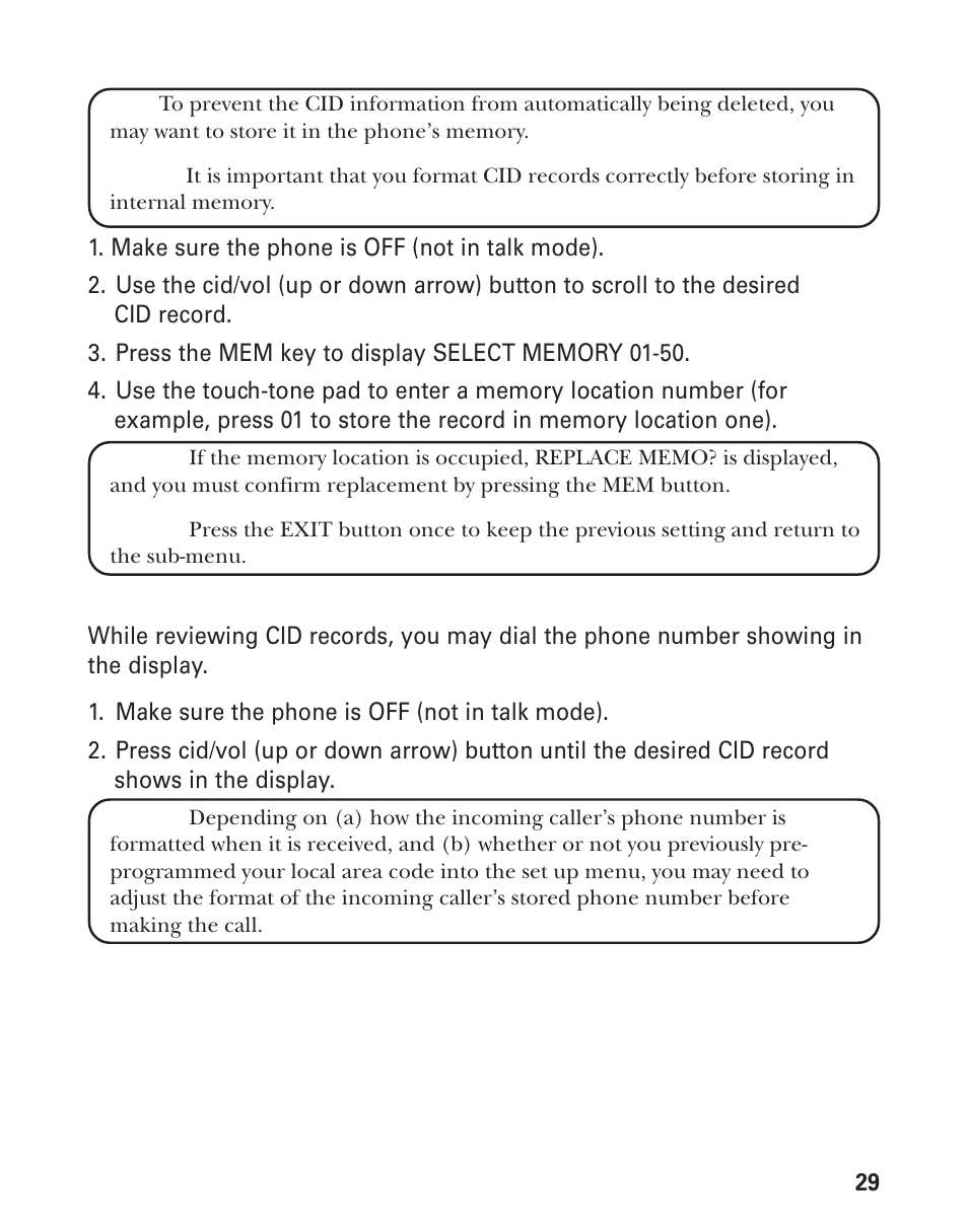 Cid n | GE 21008 User Manual | Page 29 / 88